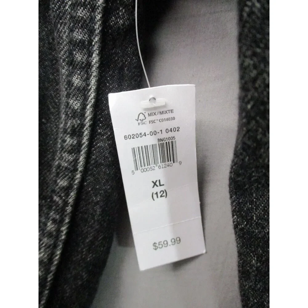 Gap‎ Washed Black Denim Jacket With Hood Unisex Size Extra Large